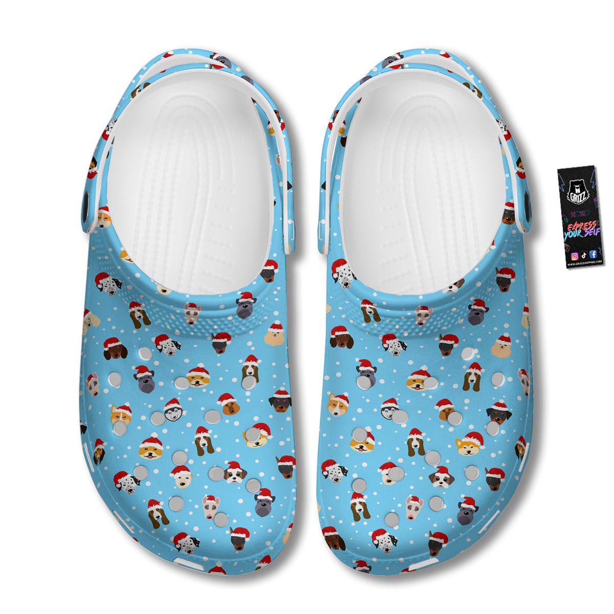 Dog Santa Print Pattern Clog-grizzshop