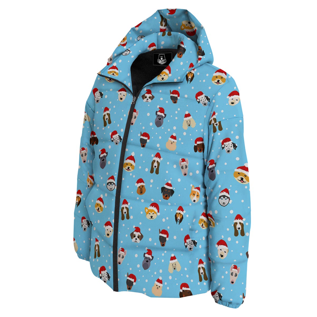 Dog Santa Print Pattern Down Jacket-grizzshop