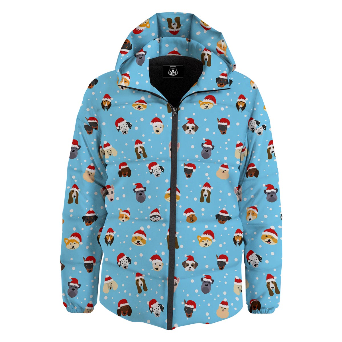 Dog Santa Print Pattern Down Jacket-grizzshop