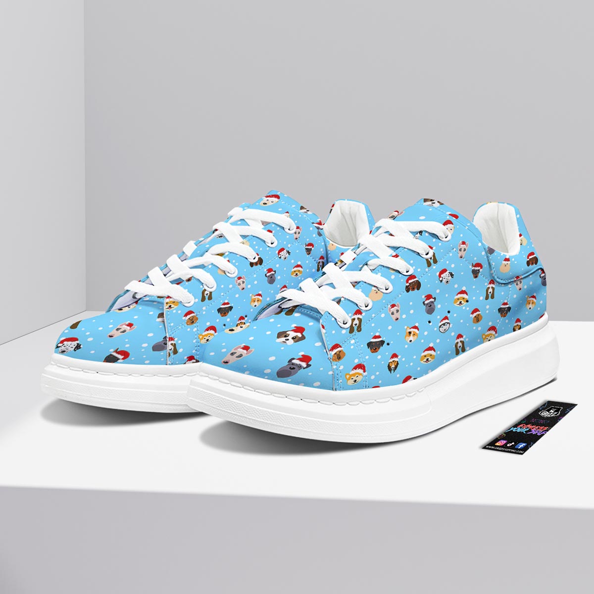 Dog Santa Print Pattern Platform Shoes-grizzshop