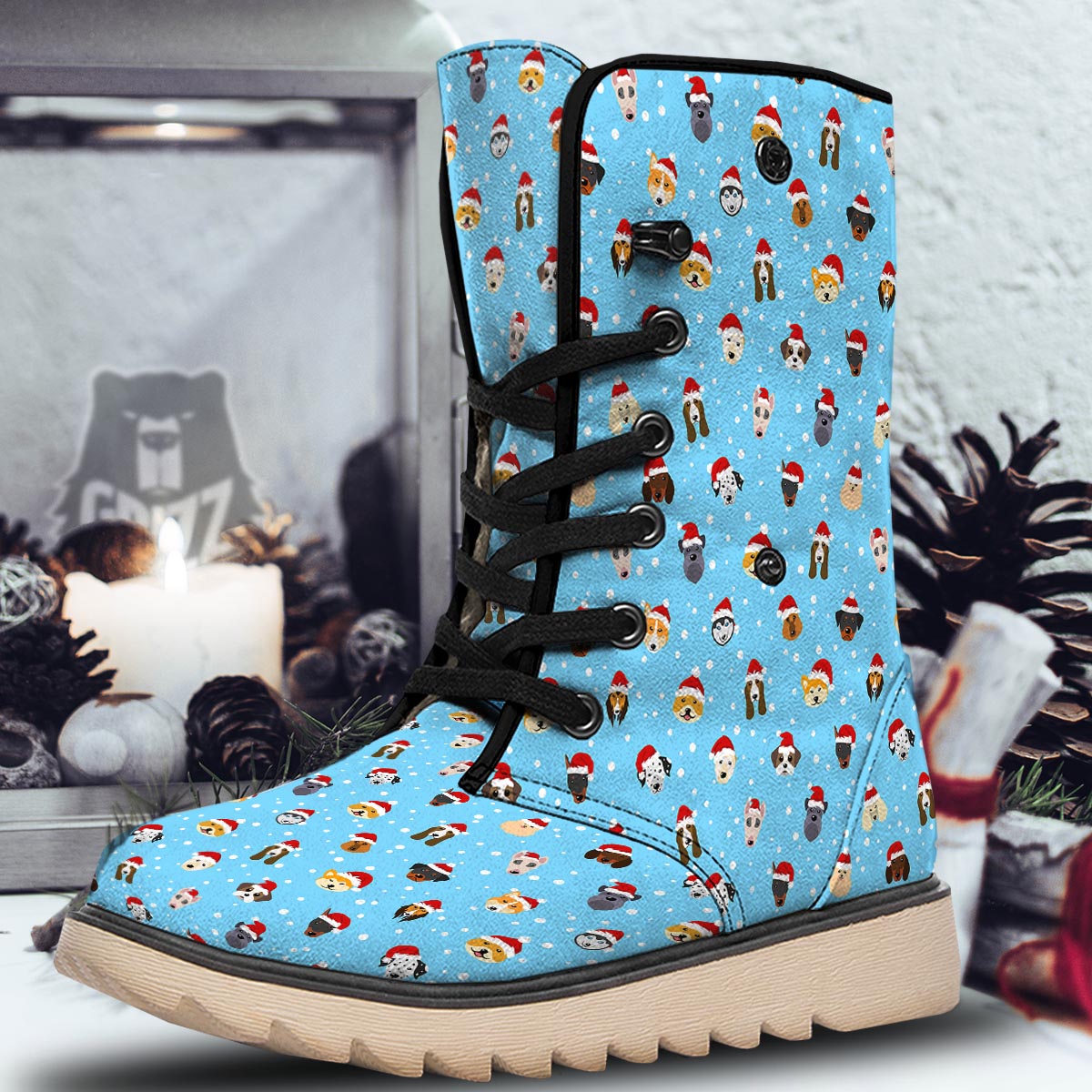 Dog Santa Print Pattern Snow Boots-grizzshop
