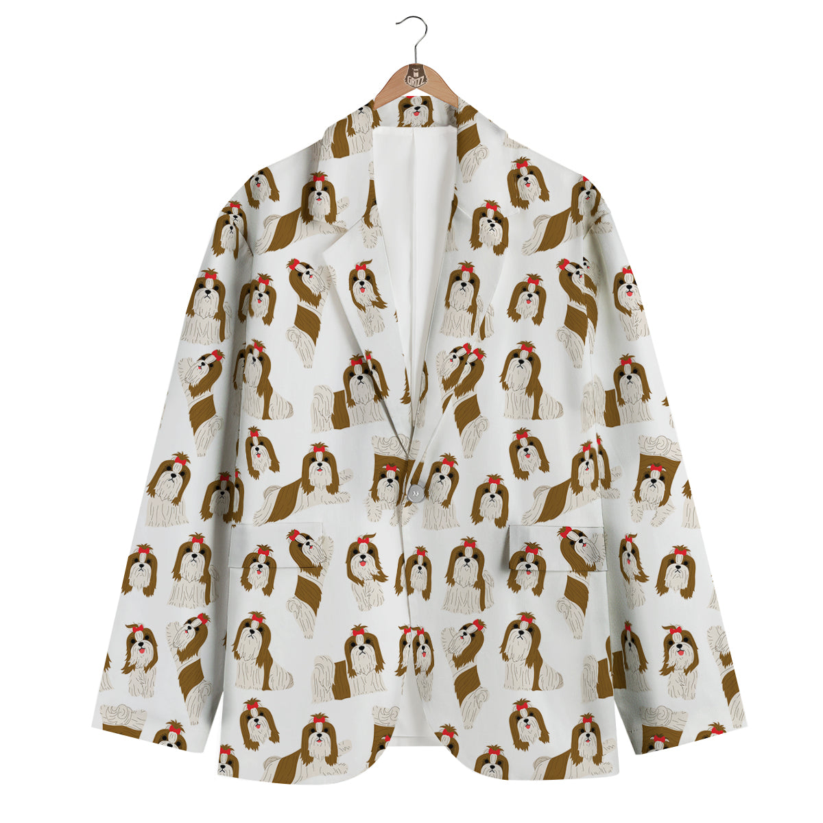 Dog Shih Tzu Pattern Print Men's Blazer-grizzshop