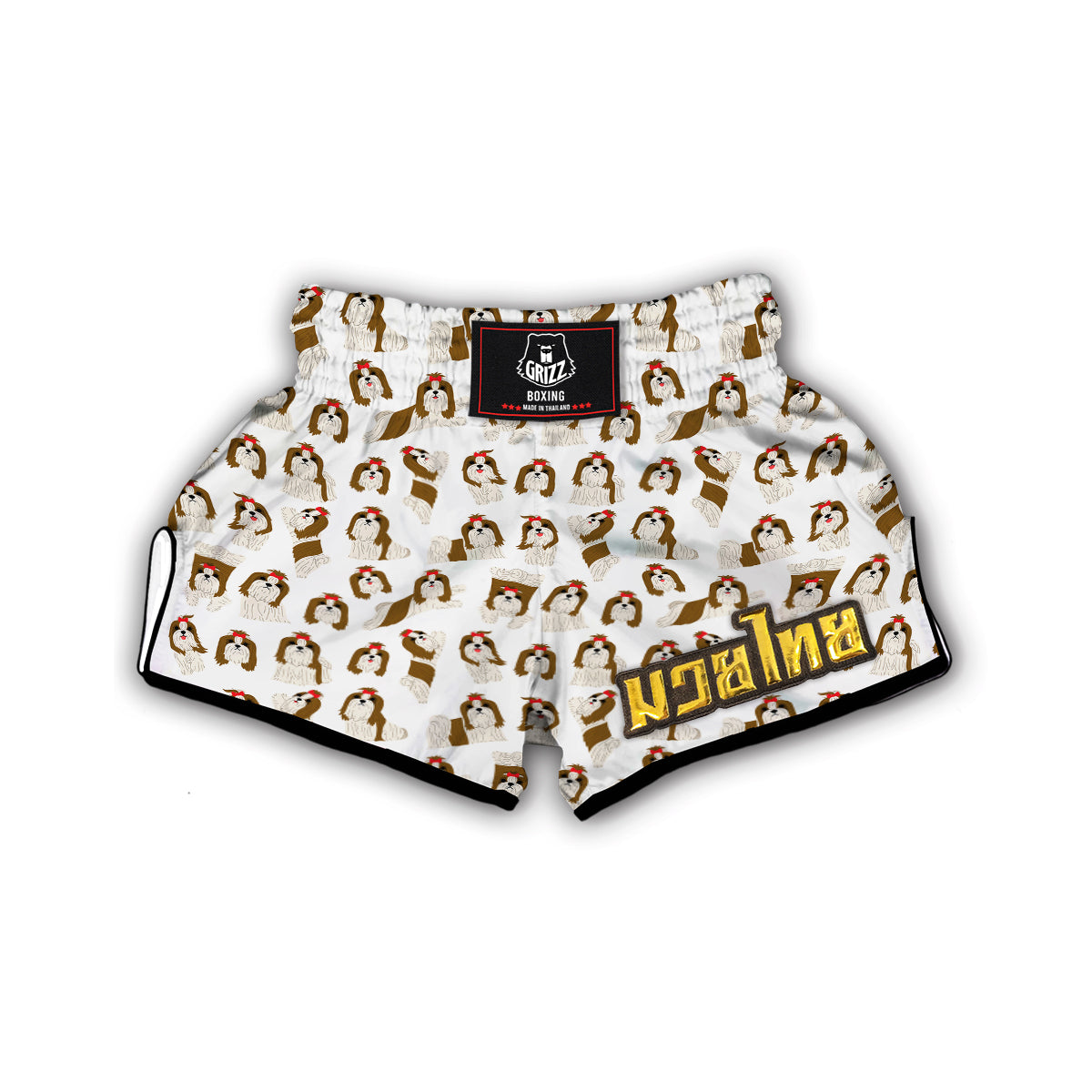 Dog Shih Tzu Pattern Print Muay Thai Boxing Shorts-grizzshop