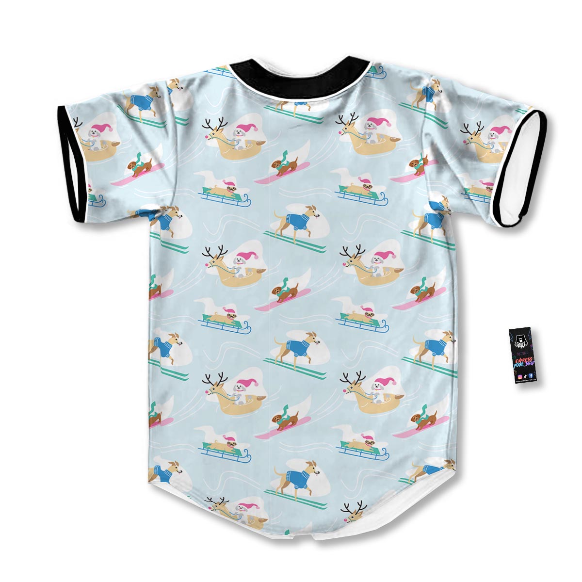 Dog Skiing Print Pattern Baseball Jersey-grizzshop