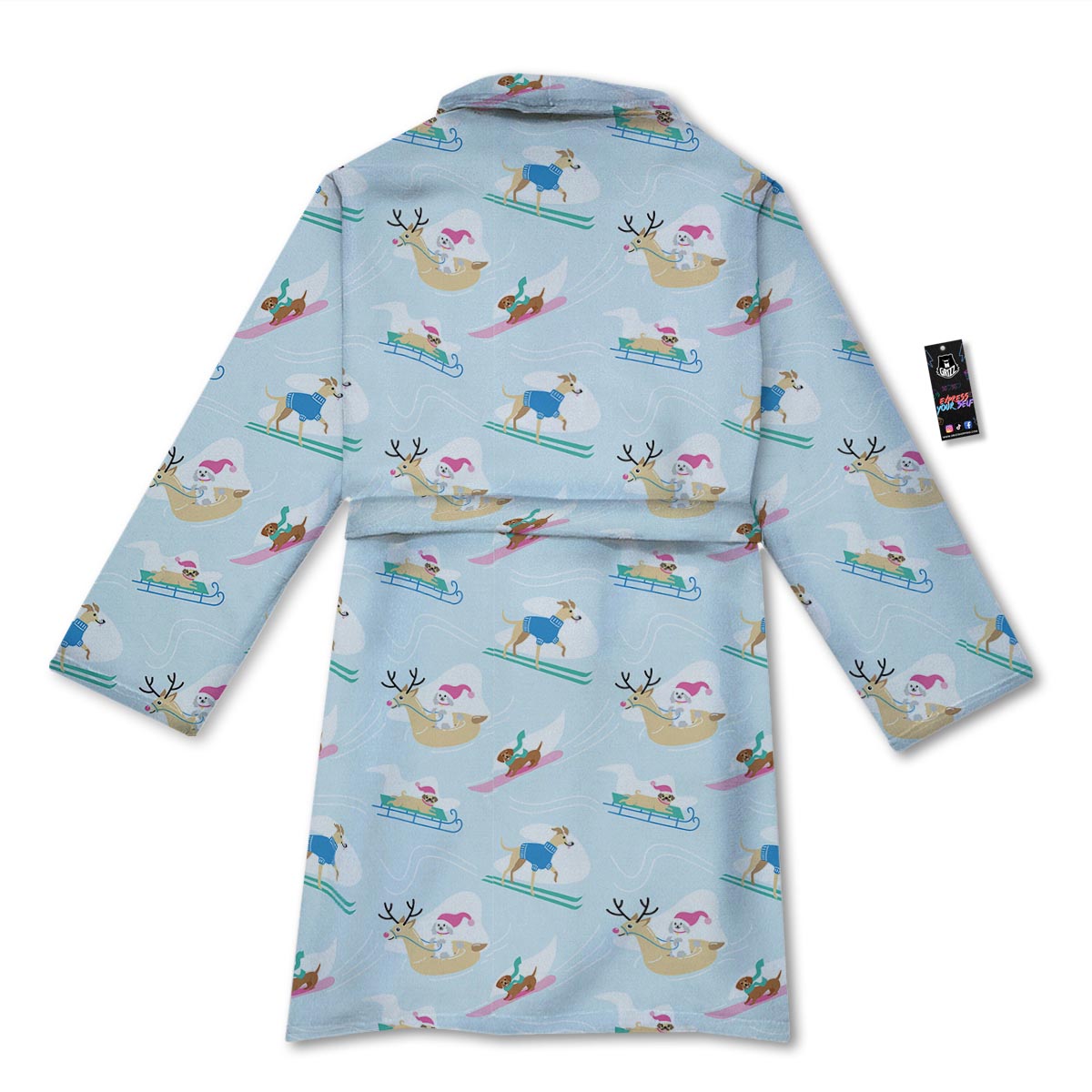 Dog Skiing Print Pattern Bathrobe-grizzshop
