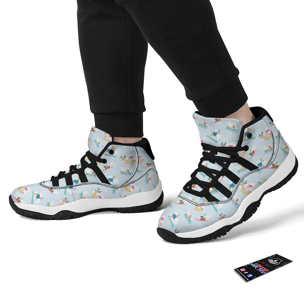 Dog Skiing Print Pattern Black Bball Shoes-grizzshop