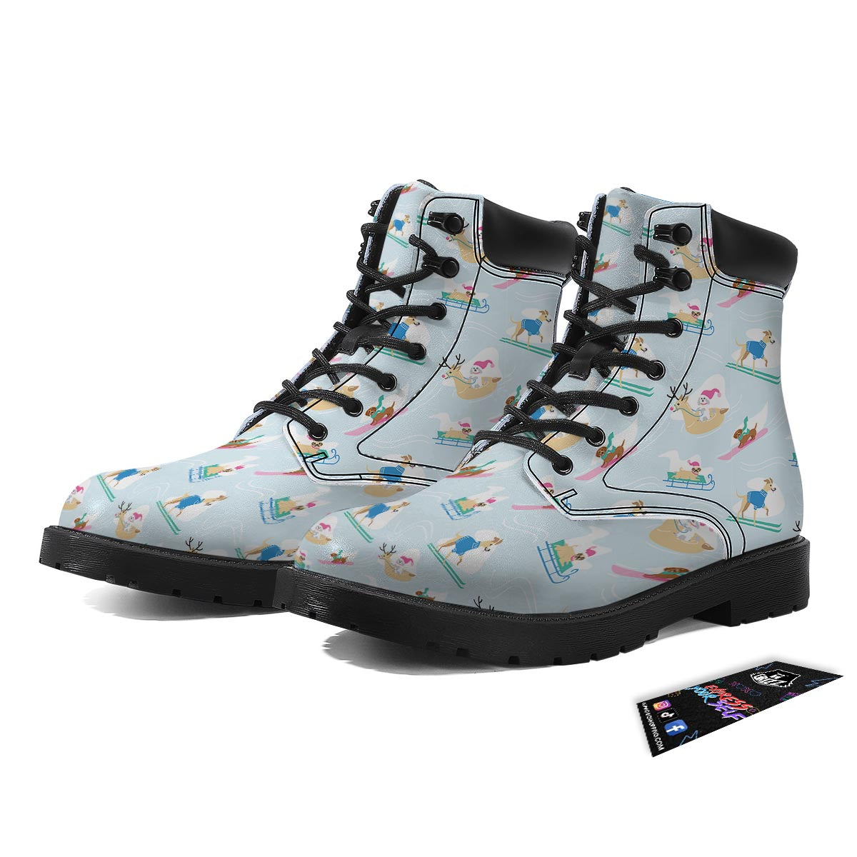 Dog Skiing Print Pattern Boots-grizzshop