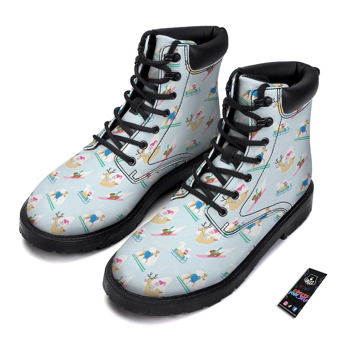 Dog Skiing Print Pattern Boots-grizzshop