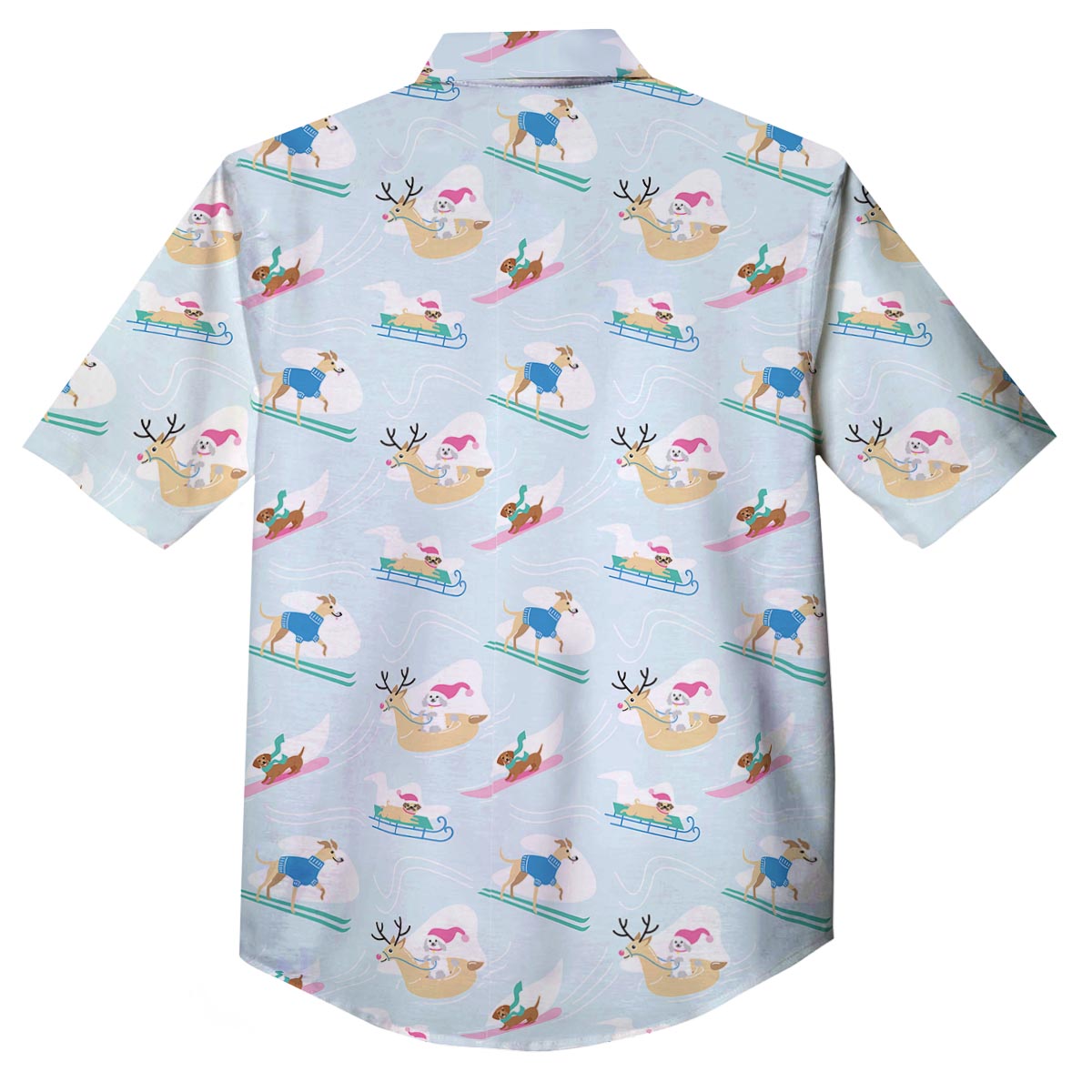 Dog Skiing Print Pattern Button Up Shirt-grizzshop