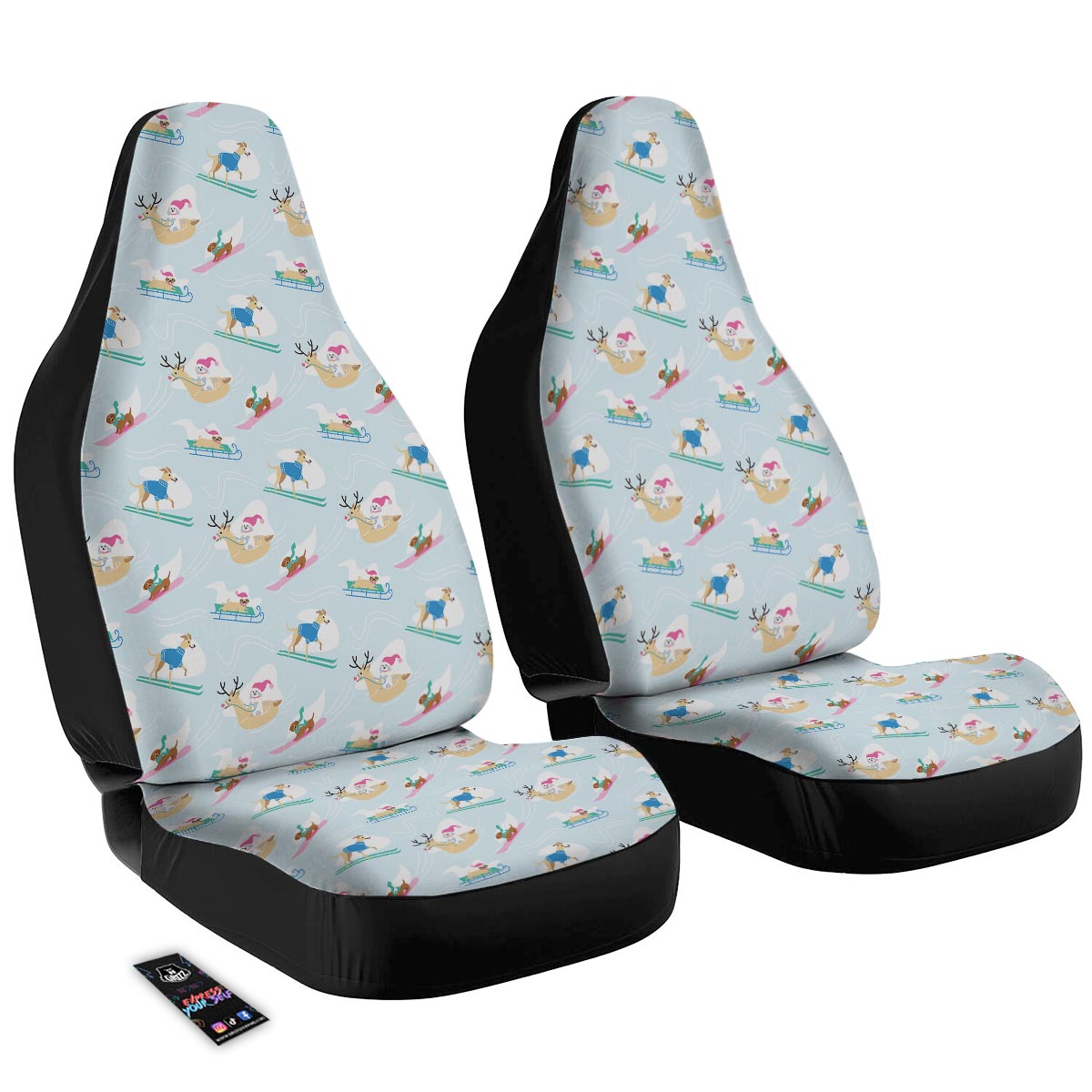 Dog Skiing Print Pattern Car Seat Covers-grizzshop