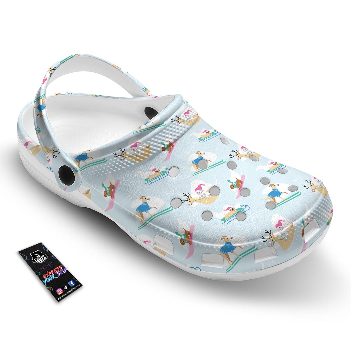 Dog Skiing Print Pattern Clog-grizzshop