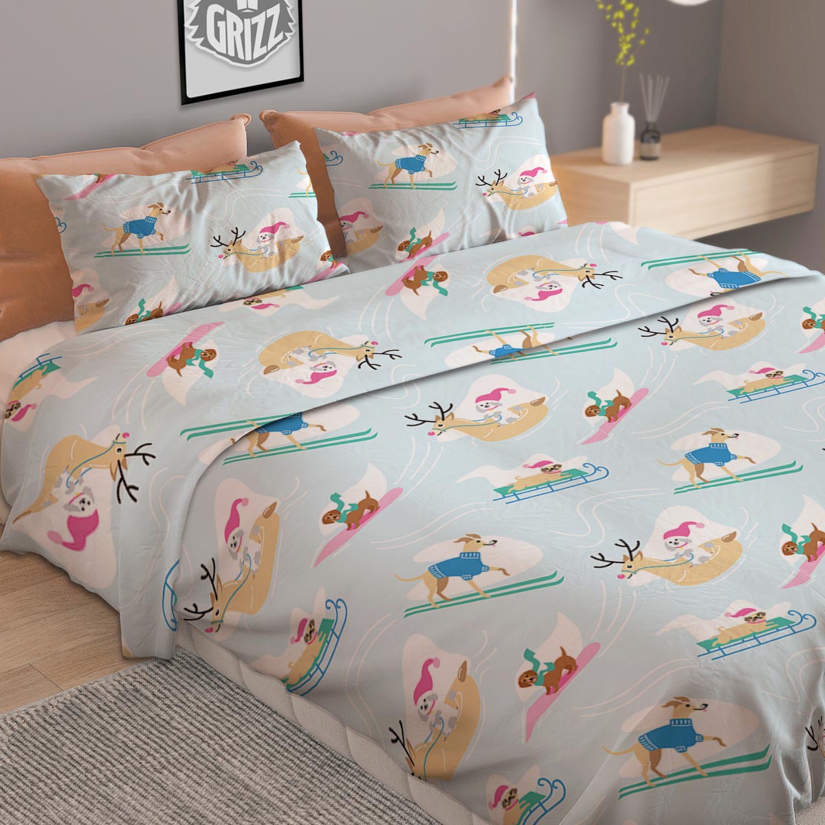 Damask White And Black Print Pattern Duvet Cover Bedding Set