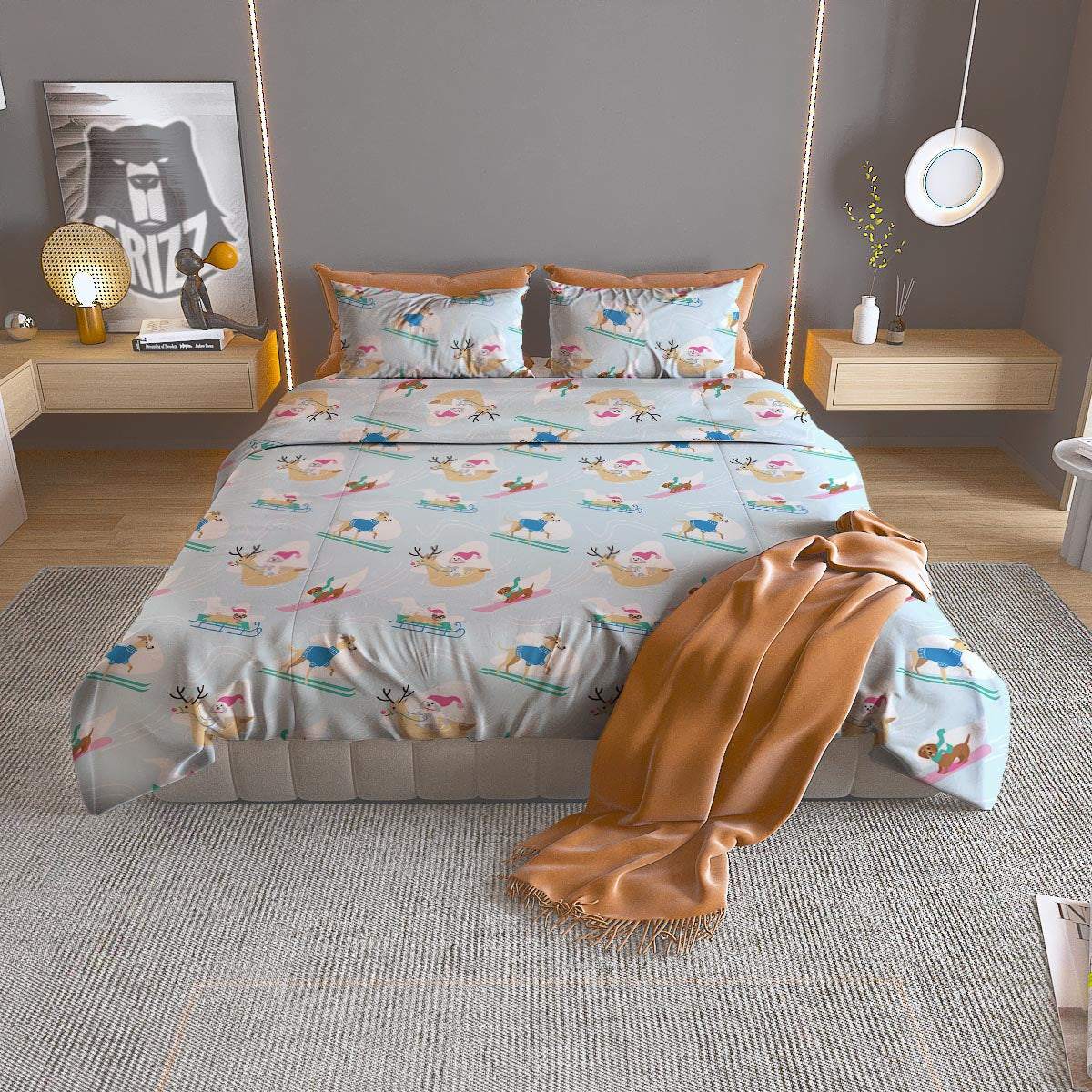 Damask White And Black Print Pattern Duvet Cover Bedding Set