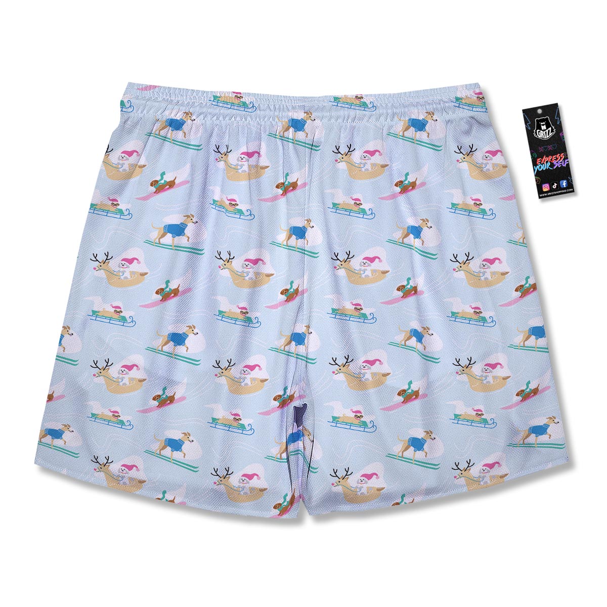 Dog Skiing Print Pattern Men's Running Shorts-grizzshop