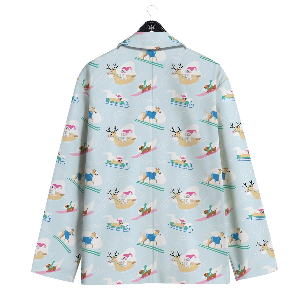 Dog Skiing Print Pattern Men's Sport Coat-grizzshop