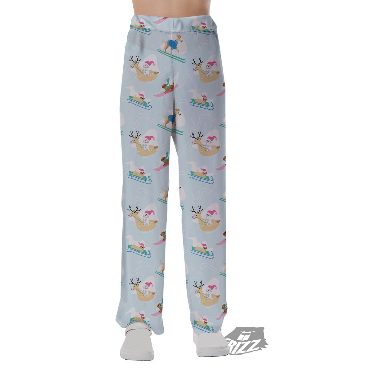 Dog Skiing Print Pattern Pajama Pants-grizzshop