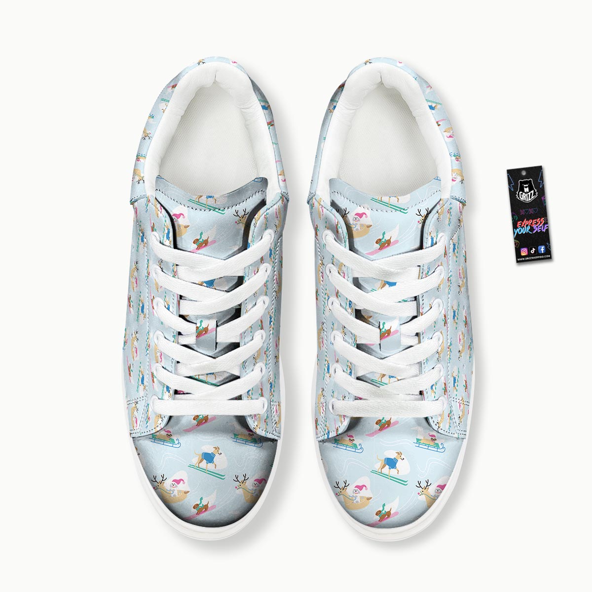 Dog Skiing Print Pattern Platform Shoes-grizzshop