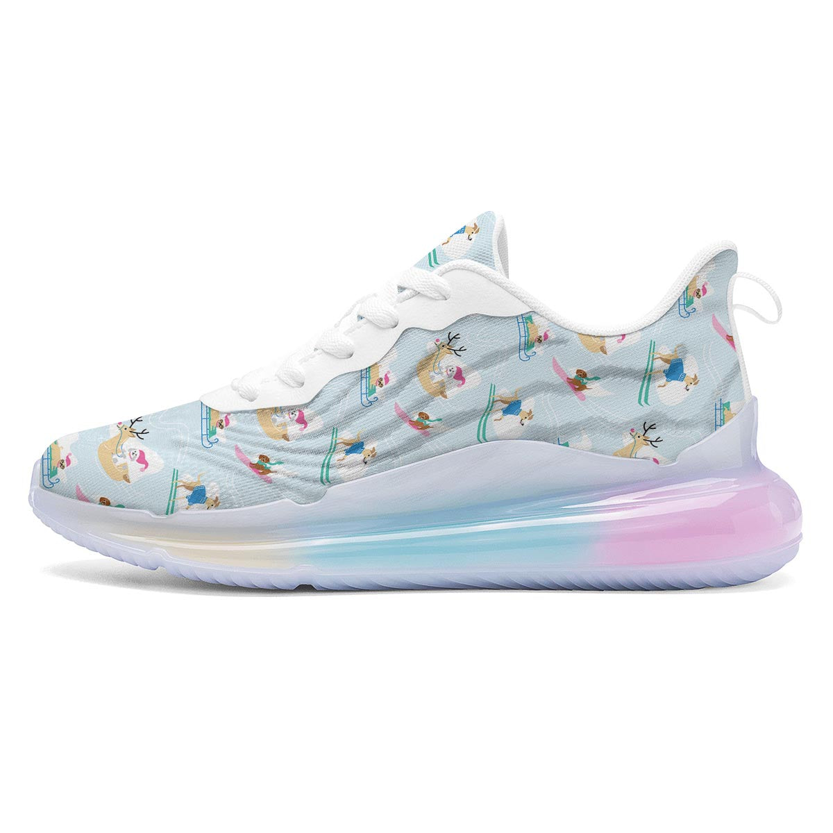 Dog Skiing Print Pattern Running Sneakers-grizzshop