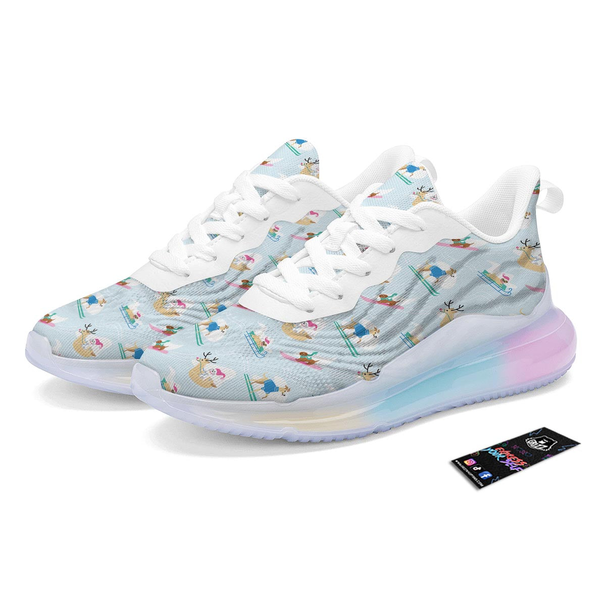 Dog Skiing Print Pattern Running Sneakers-grizzshop