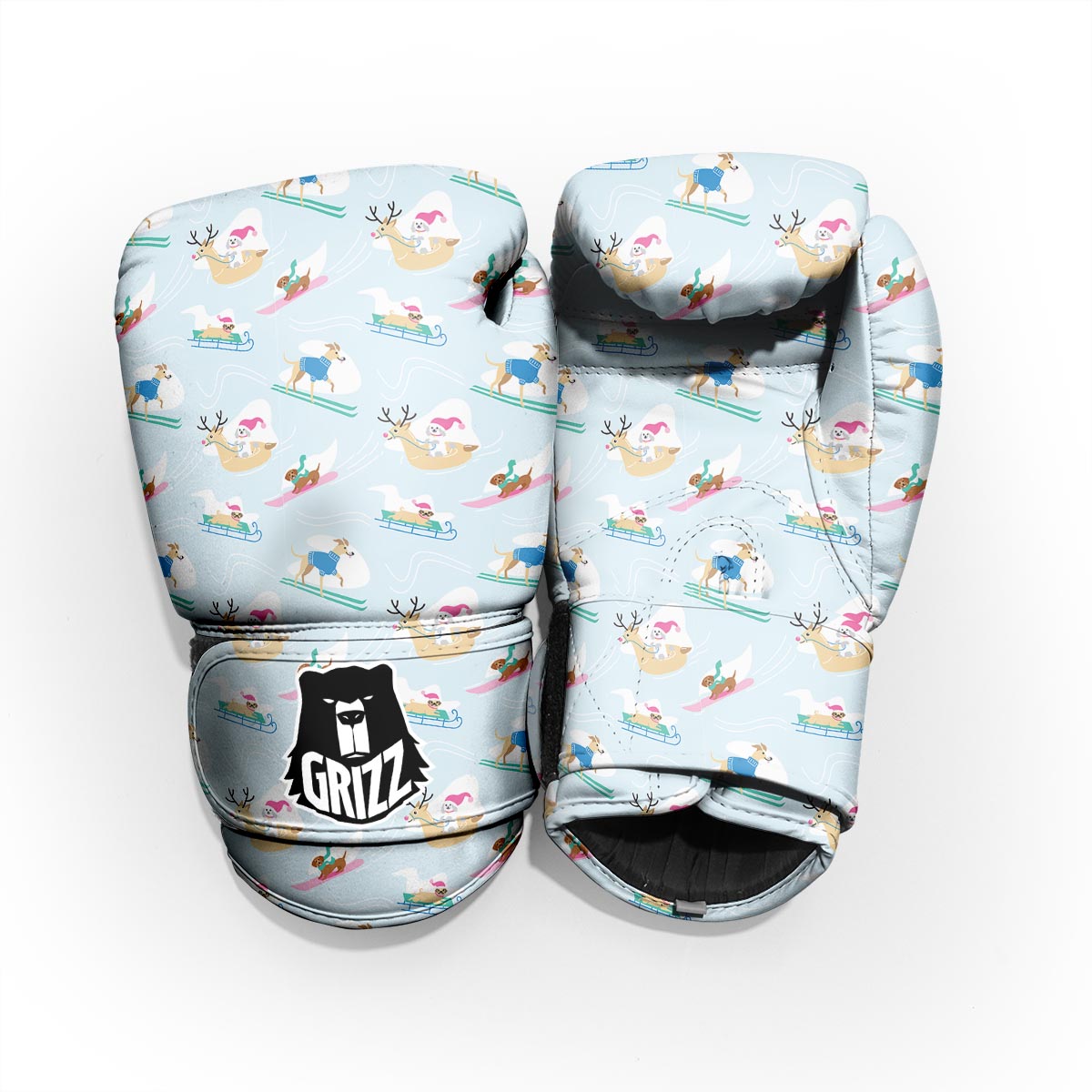 Dog Skiing Print Pattern Pro Boxing Glove