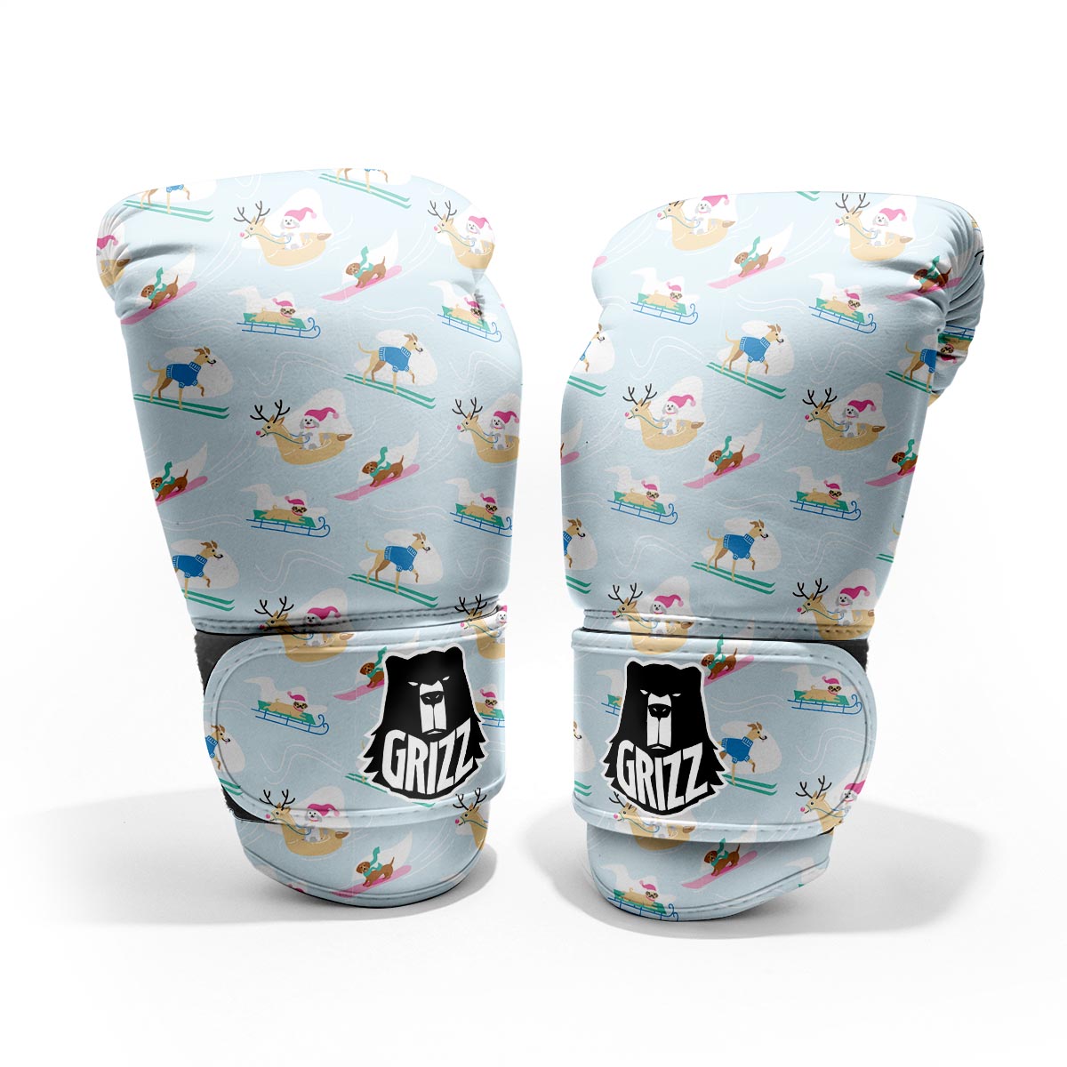 Dog Skiing Print Pattern Pro Boxing Glove