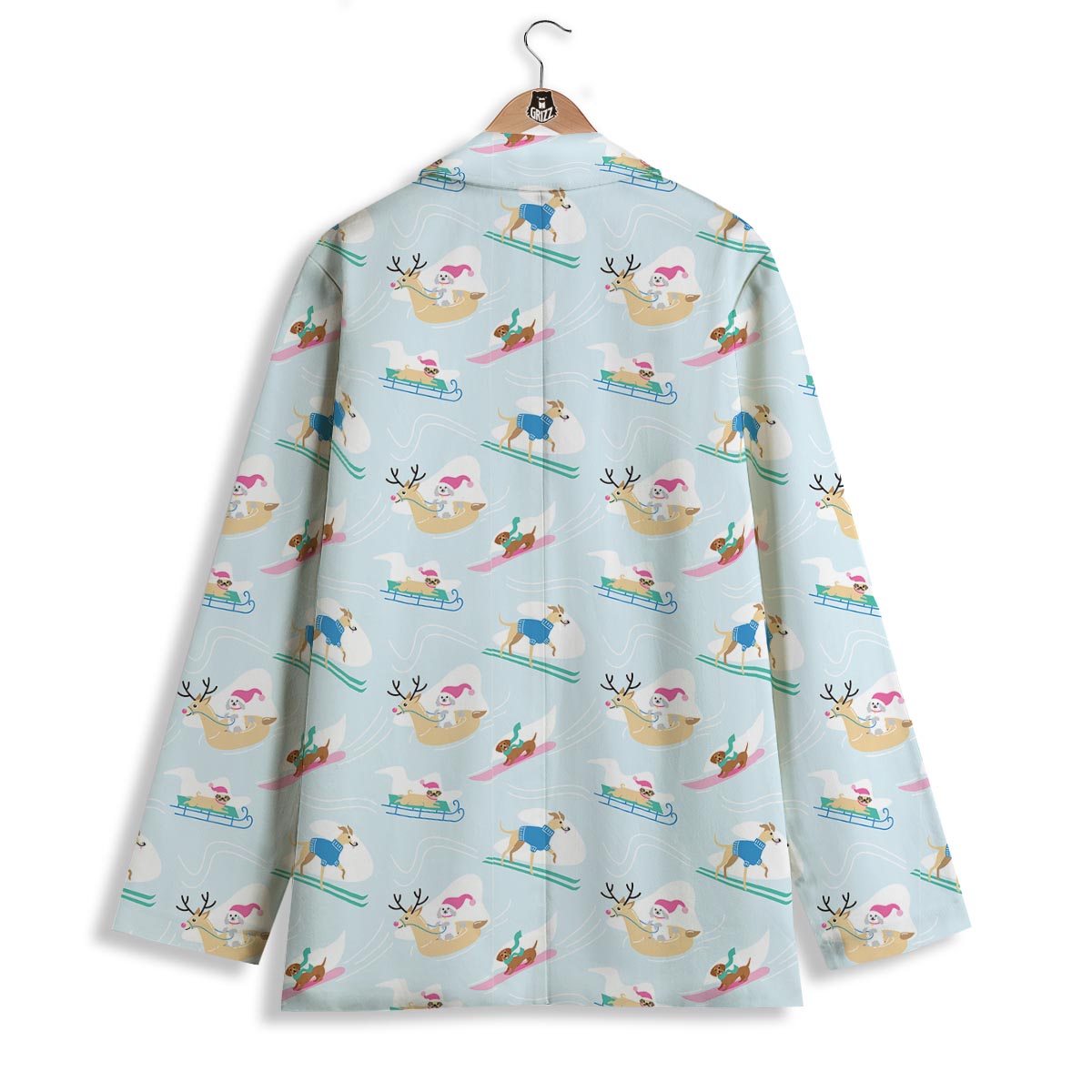 Dog Skiing Print Pattern Women's Blazer-grizzshop