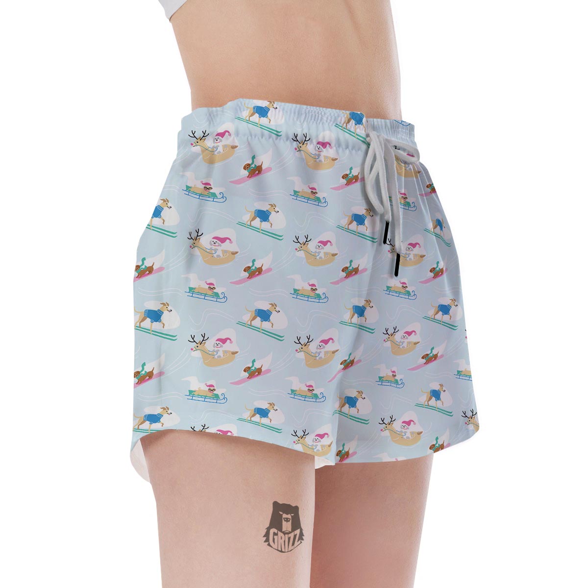 Dog Skiing Print Pattern Women's Shorts-grizzshop