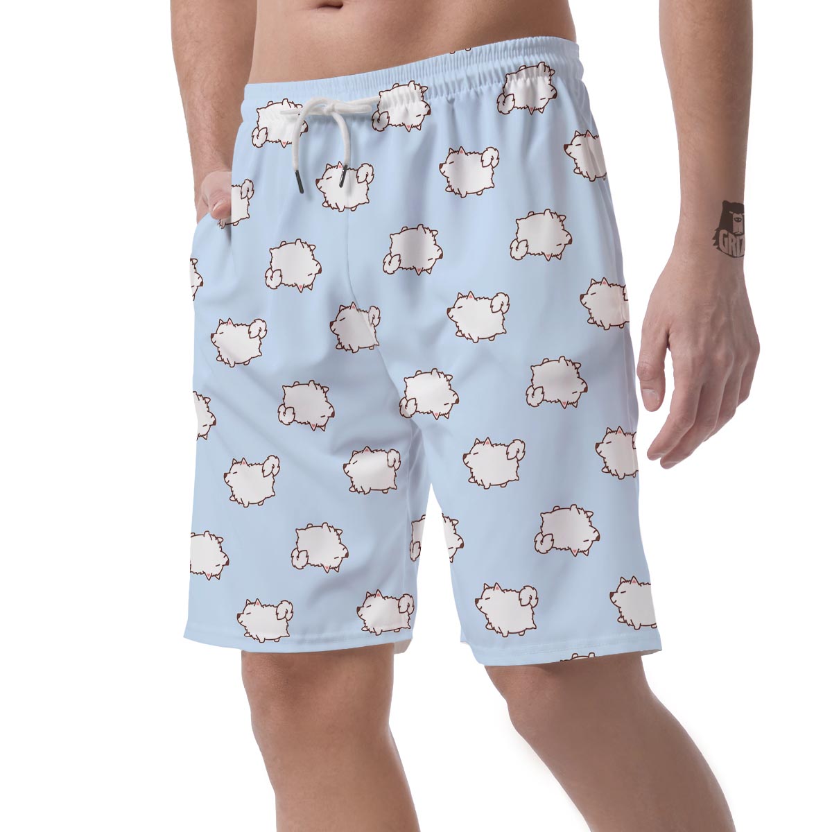 Dog Somoyed Pattern Print Men's Shorts-grizzshop