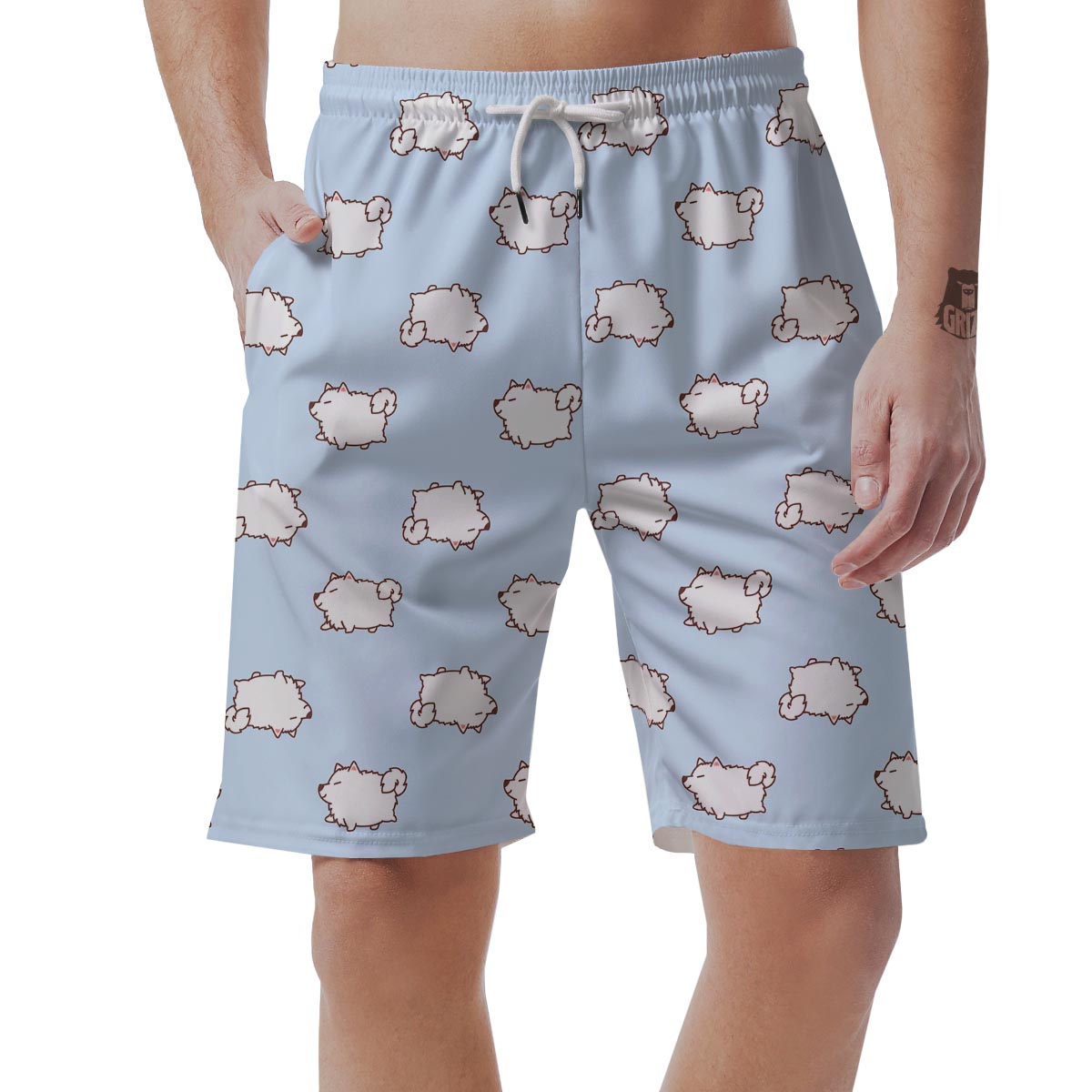 Dog Somoyed Pattern Print Men's Shorts-grizzshop