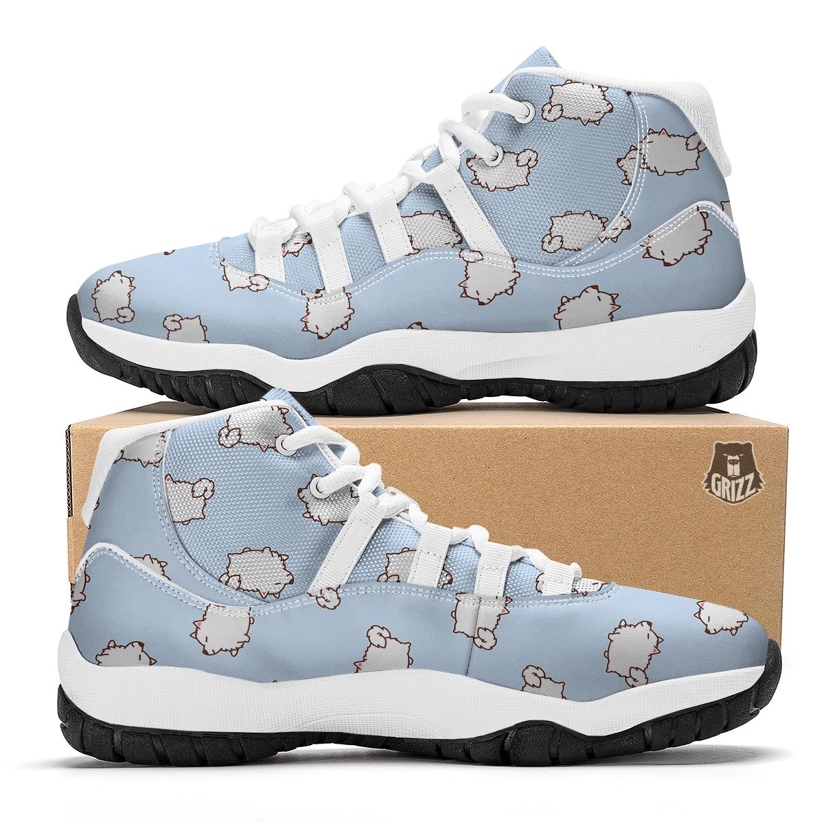 Dog Somoyed Pattern Print White Bball Shoes-grizzshop
