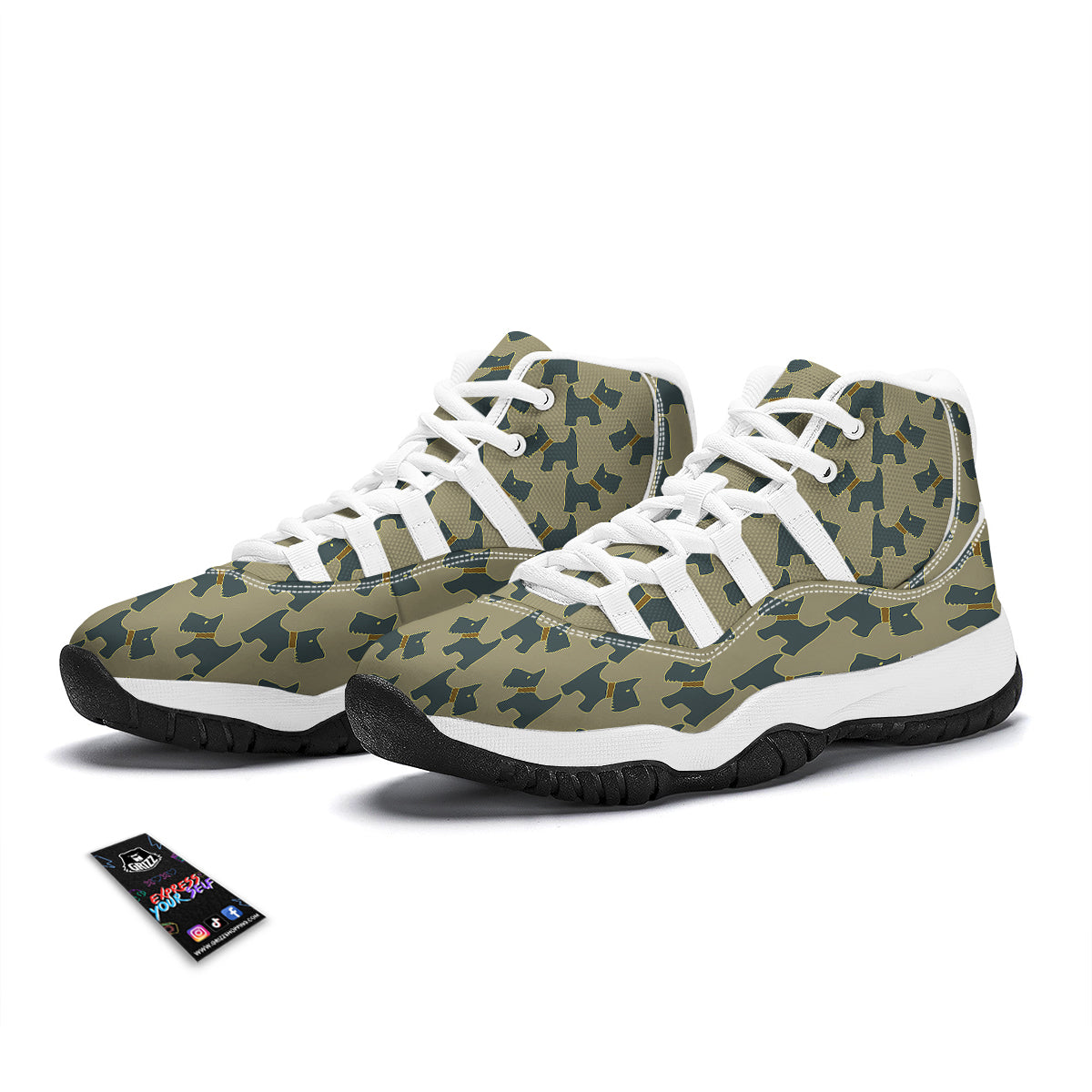 Dog Westie Pattern Print White Bball Shoes-grizzshop