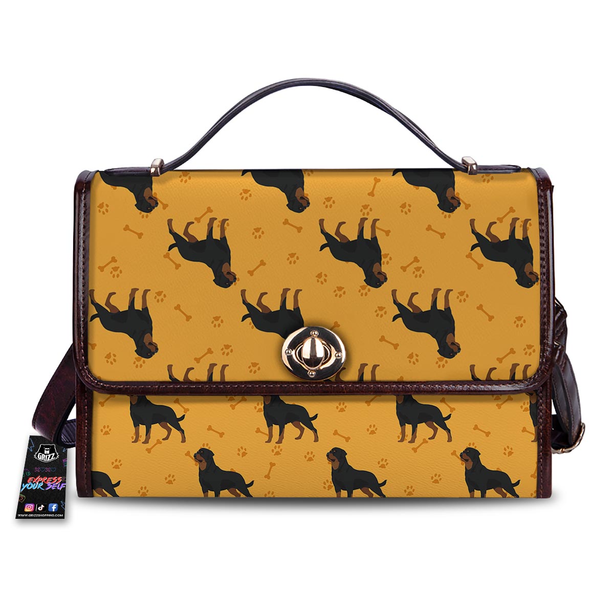 Dog Rottweiler Print Pattern Women's Satchel Bag