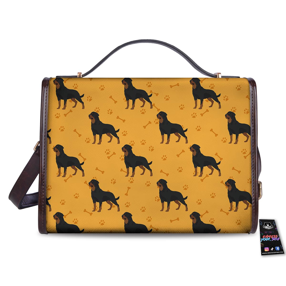 Dog Rottweiler Print Pattern Women's Satchel Bag