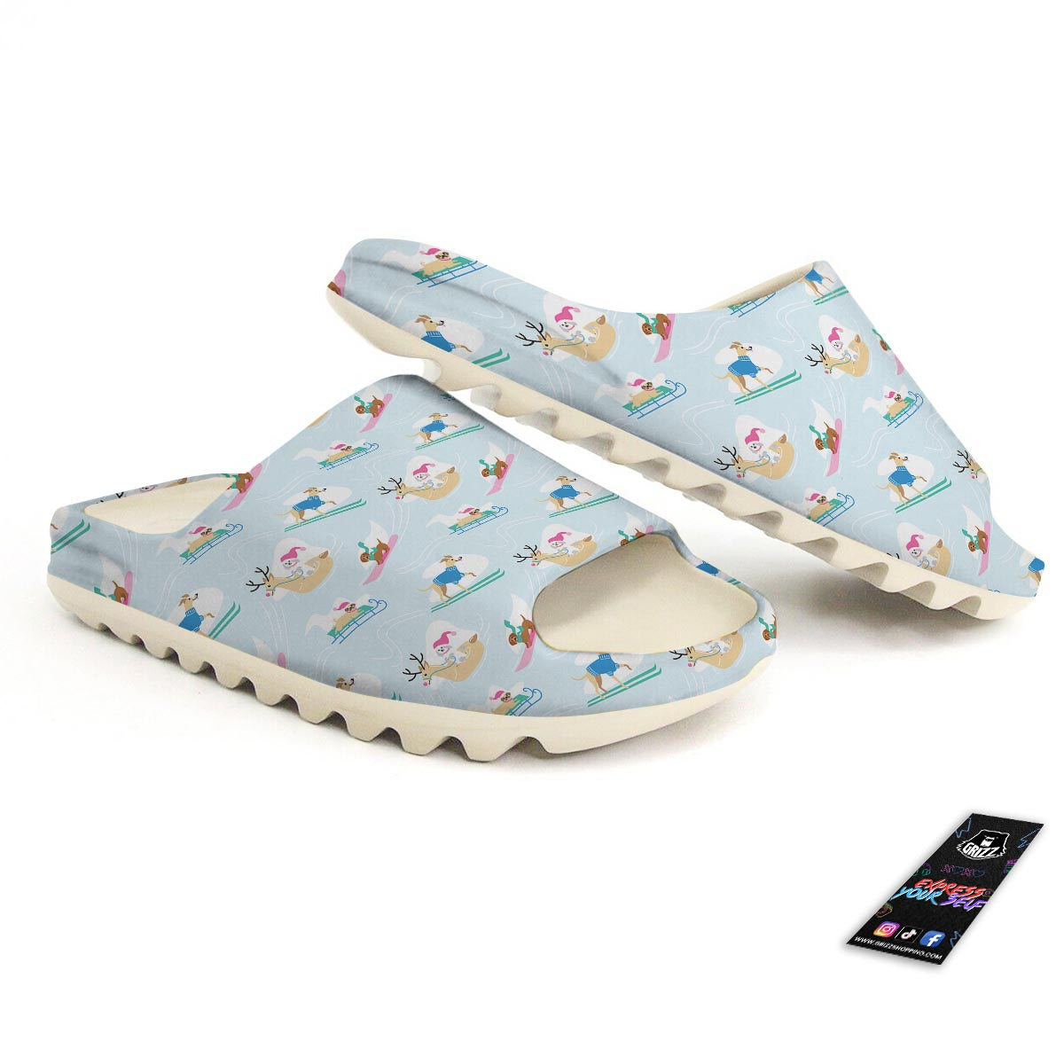 Dog Skiing Print Pattern Sandals-grizzshop
