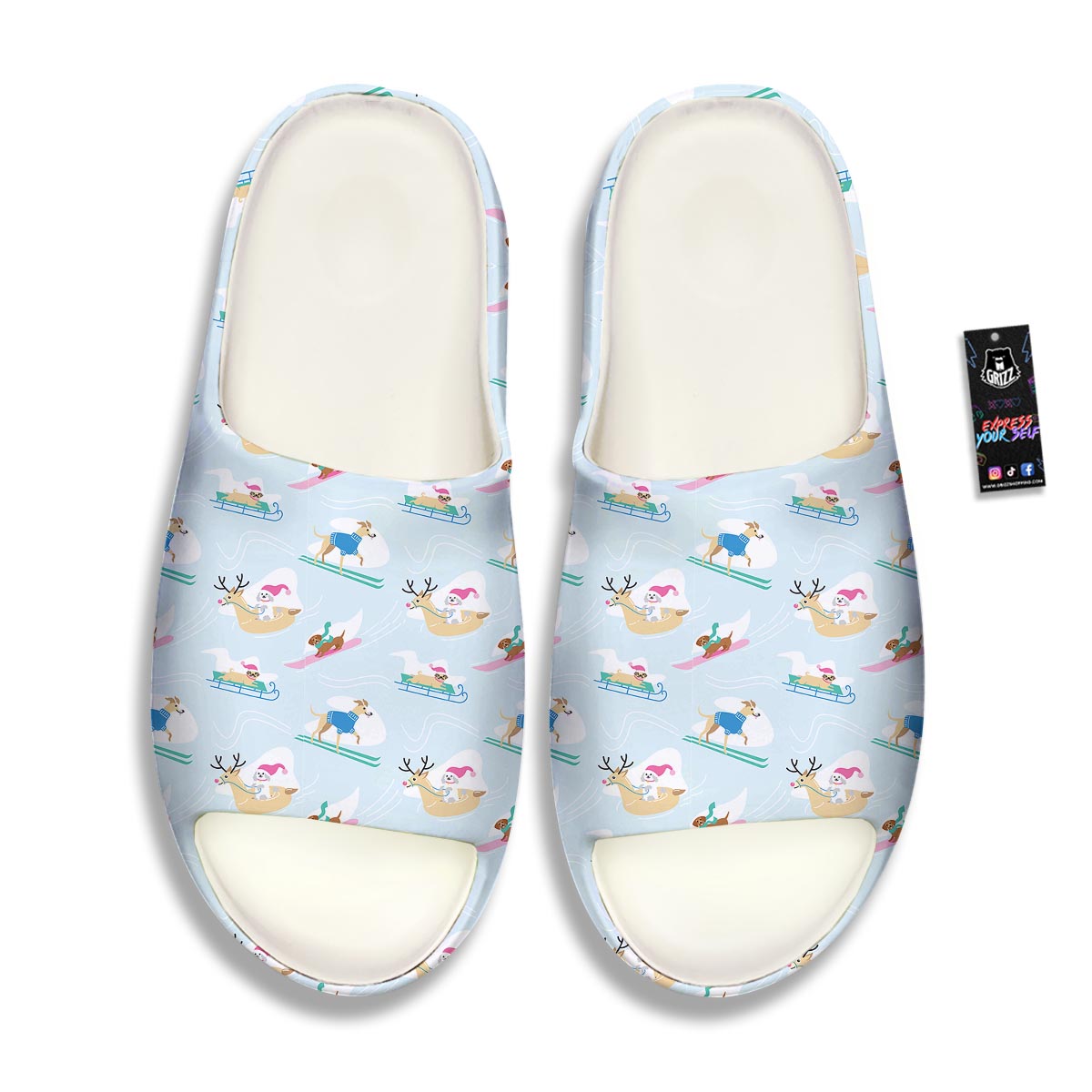 Dog Skiing Print Pattern Sandals-grizzshop