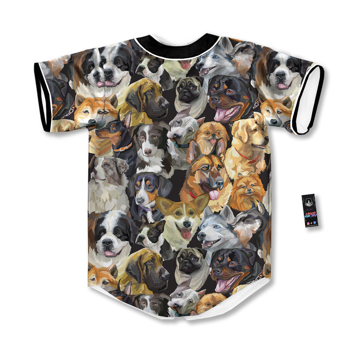 Dogs Breeds Watercolor Print Pattern Baseball Jersey-grizzshop