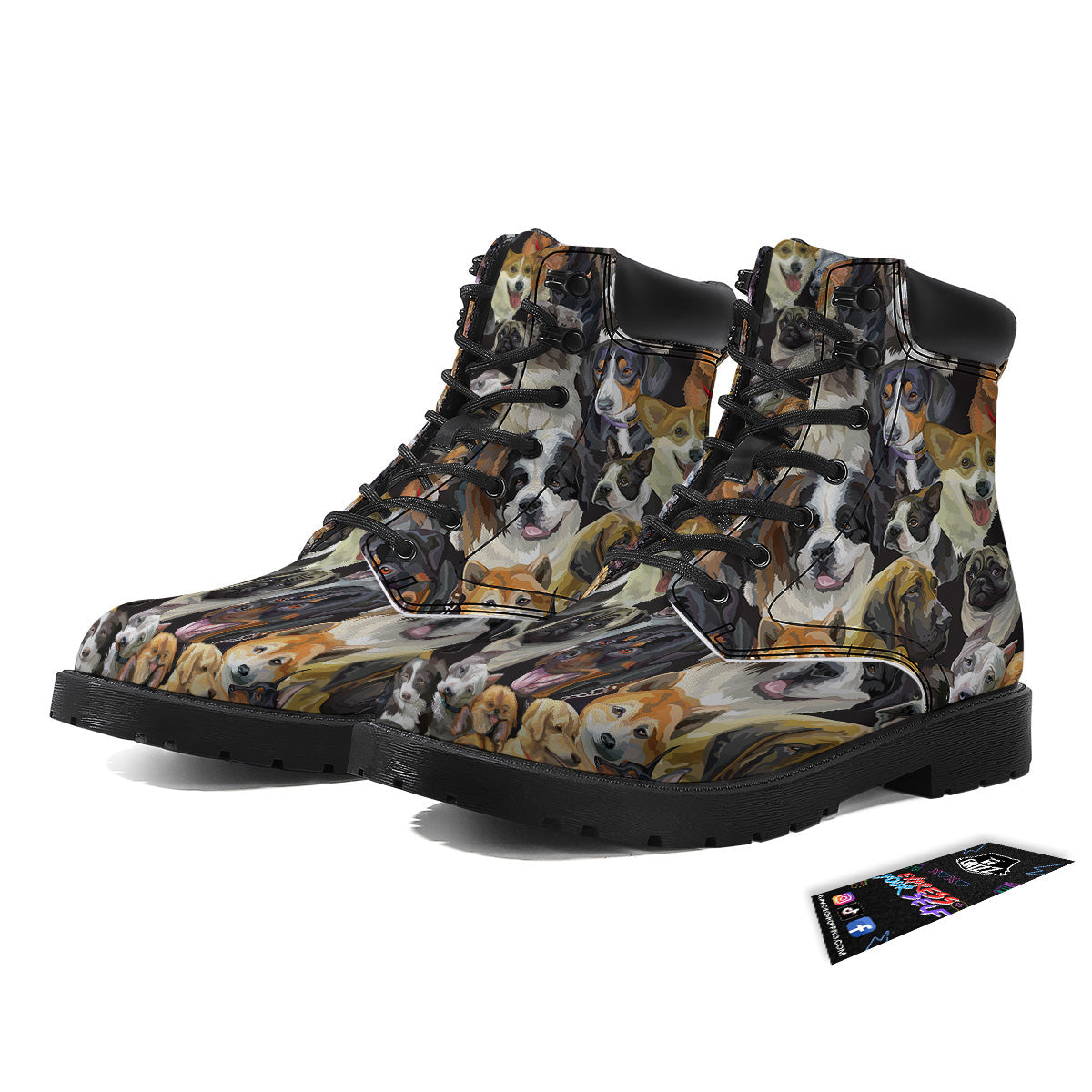 Dogs Breeds Watercolor Print Pattern Boots-grizzshop