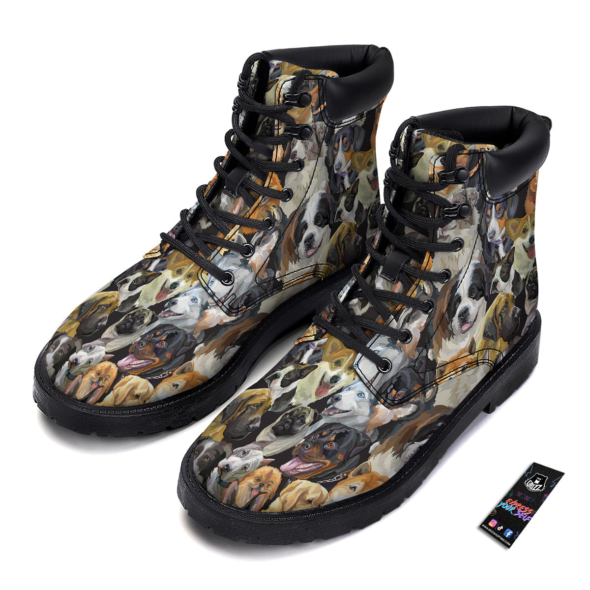 Dogs Breeds Watercolor Print Pattern Boots-grizzshop