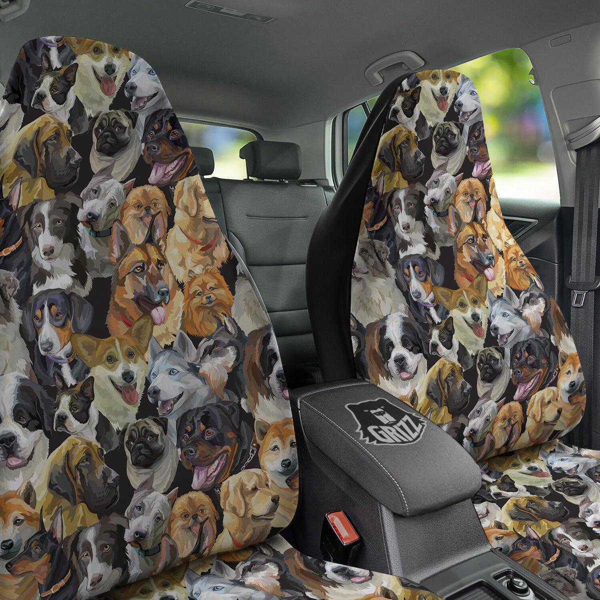 Dogs Breeds Watercolor Print Pattern Car Seat Covers-grizzshop