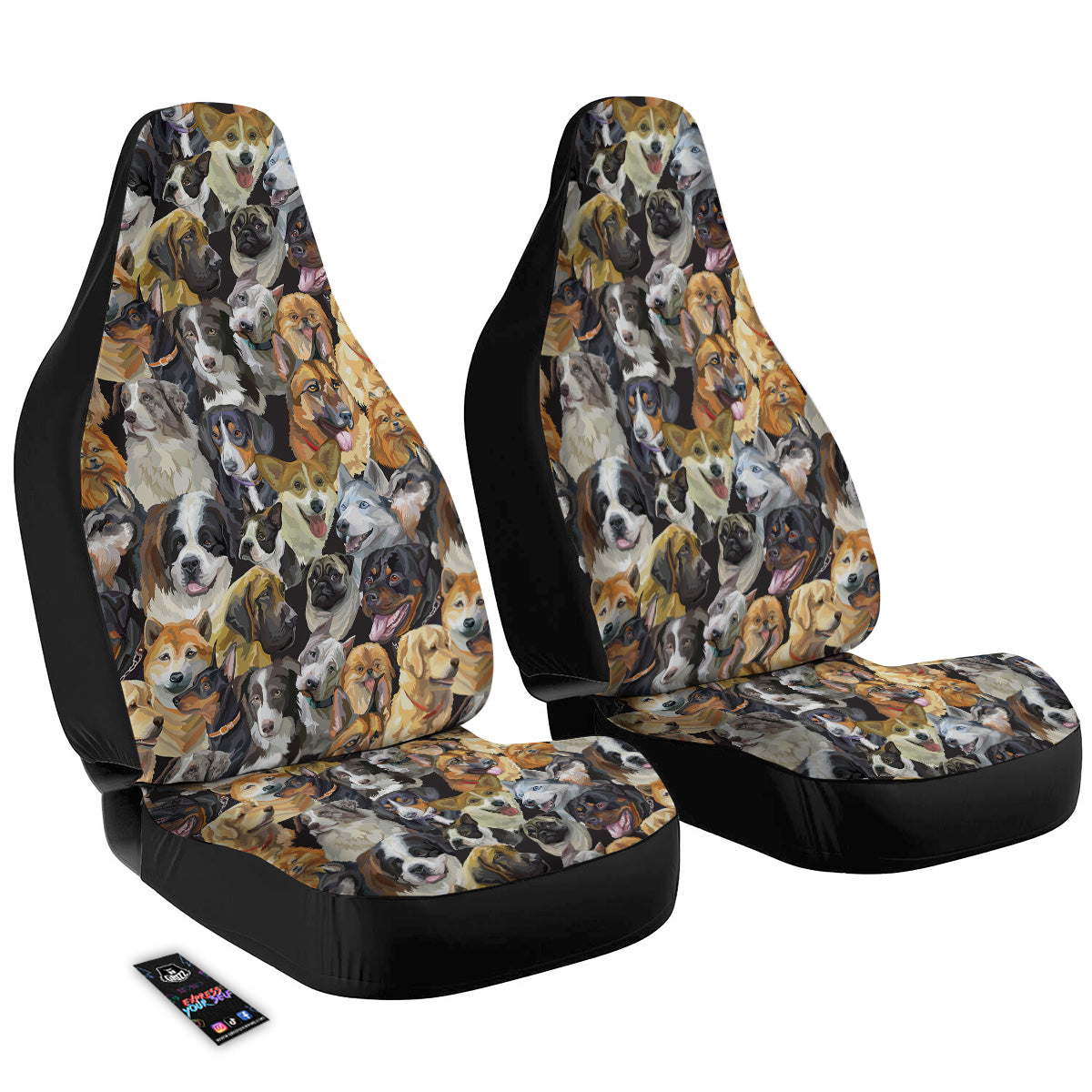 Dogs Breeds Watercolor Print Pattern Car Seat Covers-grizzshop