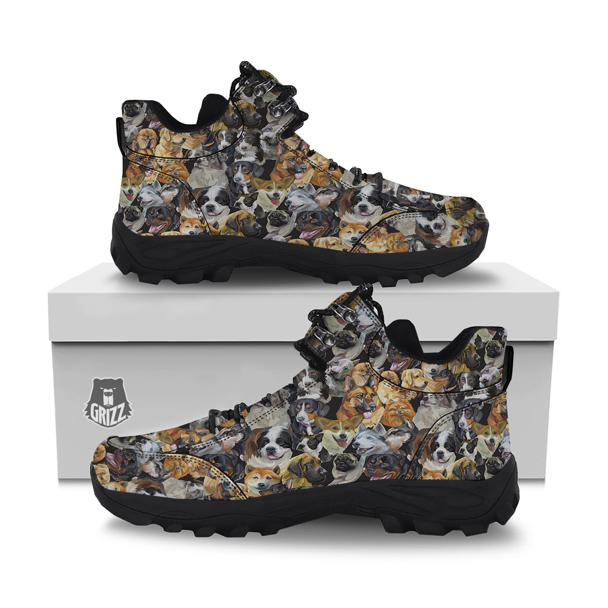 Dogs Breeds Watercolor Print Pattern Hiking Shoes-grizzshop