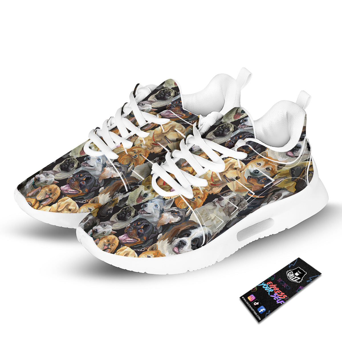 Dogs Breeds Watercolor Print Pattern Tennis Shoes-grizzshop