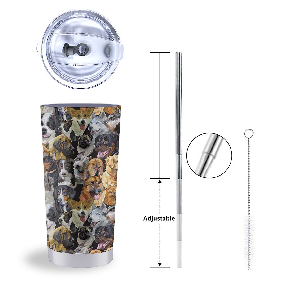 Dogs Breeds Watercolor Print Pattern Tumbler-grizzshop