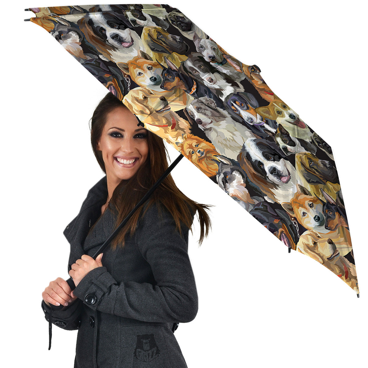 Dogs Breeds Watercolor Print Pattern Umbrella-grizzshop