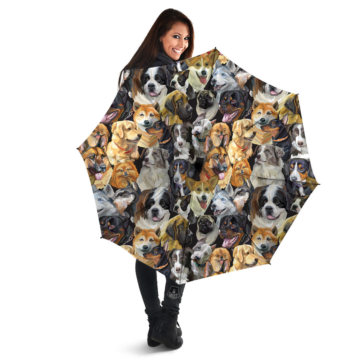 Dogs Breeds Watercolor Print Pattern Umbrella-grizzshop