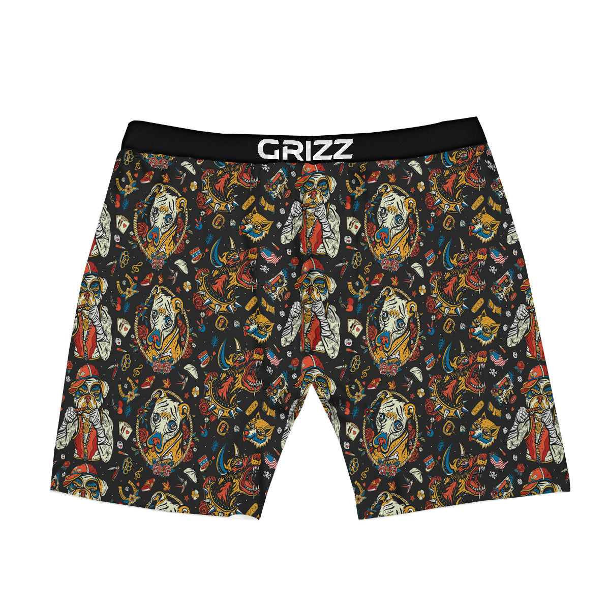 Dogs Old School Tattoo Print Pattern Boxer Briefs-grizzshop