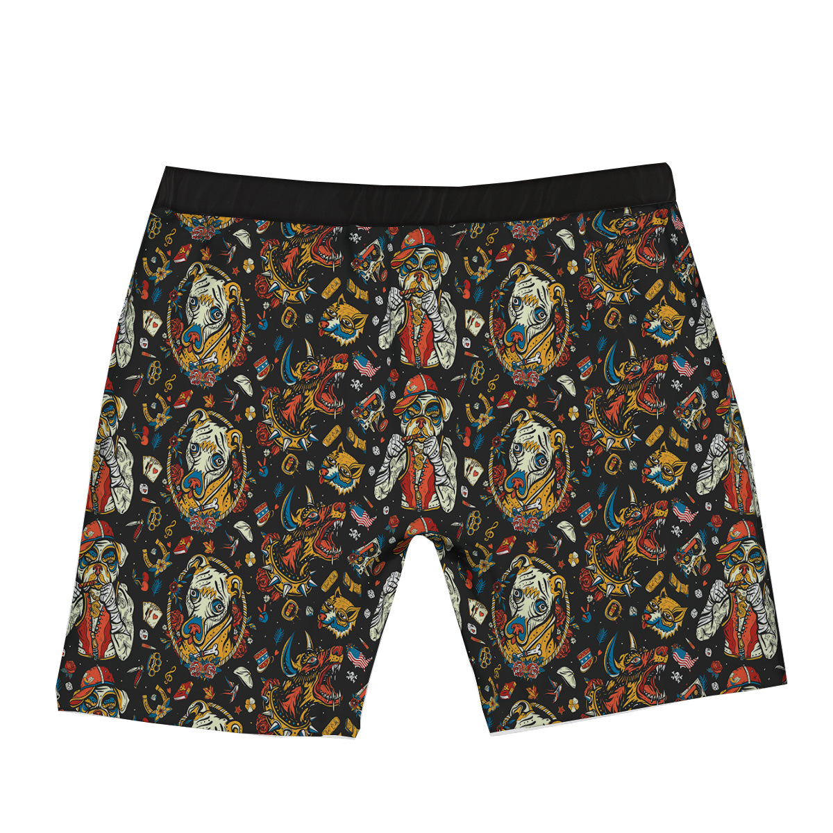 Dogs Old School Tattoo Print Pattern Boxer Briefs-grizzshop