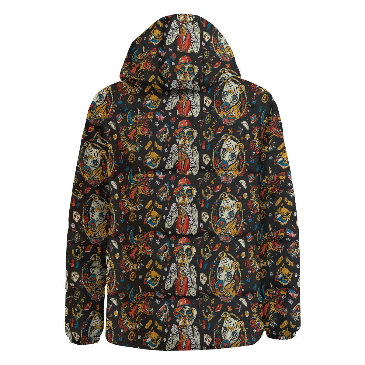 Dogs Old School Tattoo Print Pattern Down Jacket-grizzshop