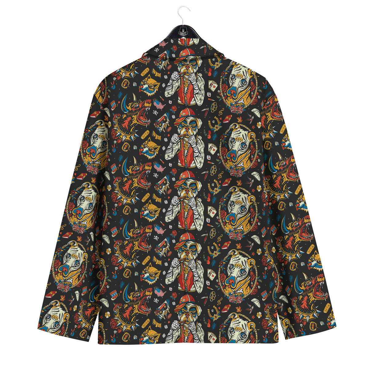 Dogs Old School Tattoo Print Pattern Men's Sport Coat-grizzshop