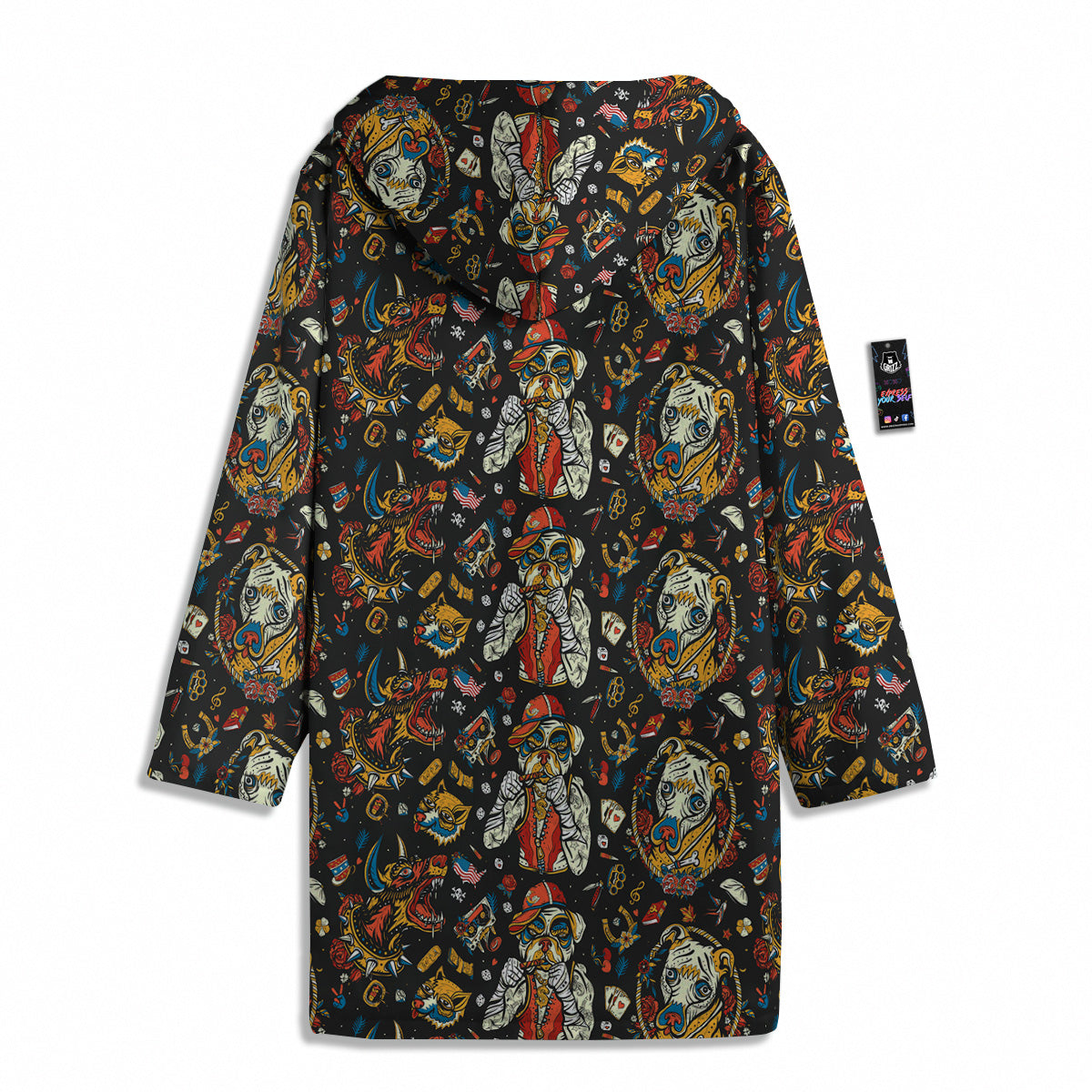 Dogs Old School Tattoo Print Pattern Men's Windbreaker Jacket-grizzshop